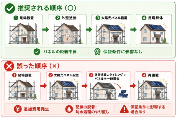 外壁塗装と太陽光発電を同時に工事する場合の順序
