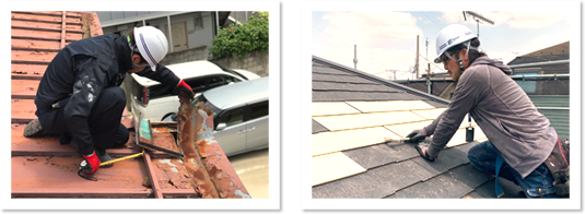 屋根修繕の様子