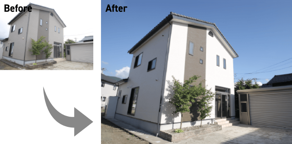 白い外壁の戸建て住宅